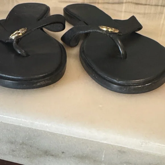 Tory Burch Black and Gold Sandals - Picture 11 of 16